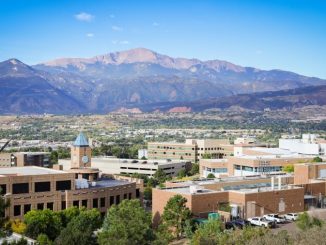 UCCS campus with Pikes Peak in background