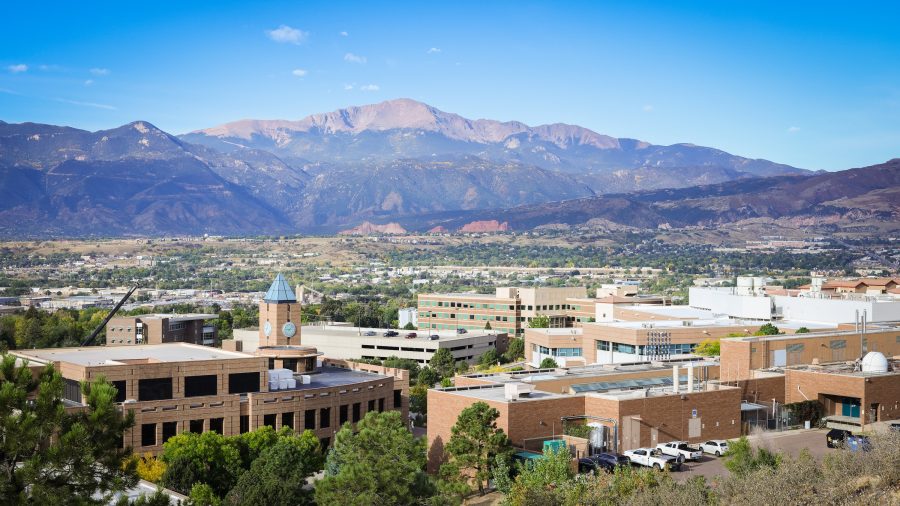 UCCS campus with Pikes Peak in background