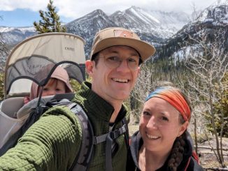 Taylor Loucks hiking with his family